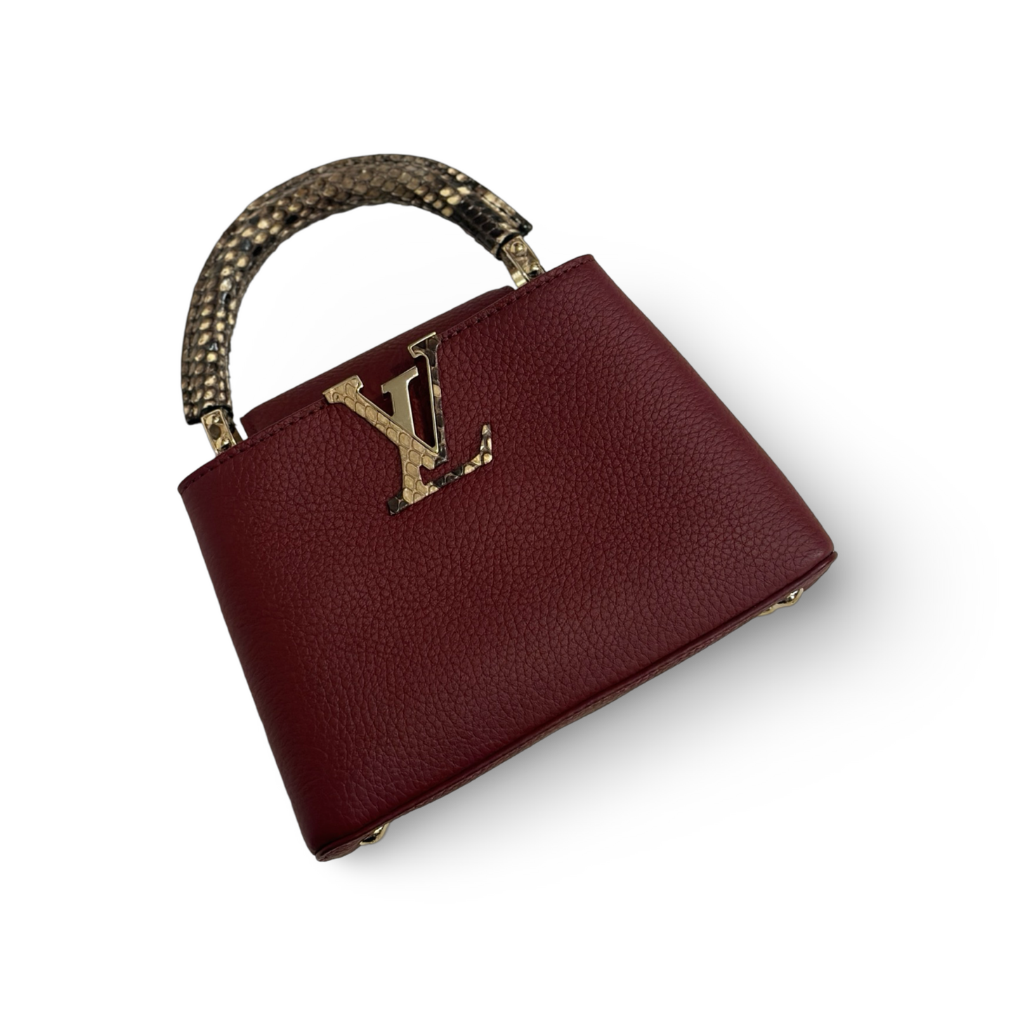 Louis Vuitton Mini Capucines with Python Handle Burgundy