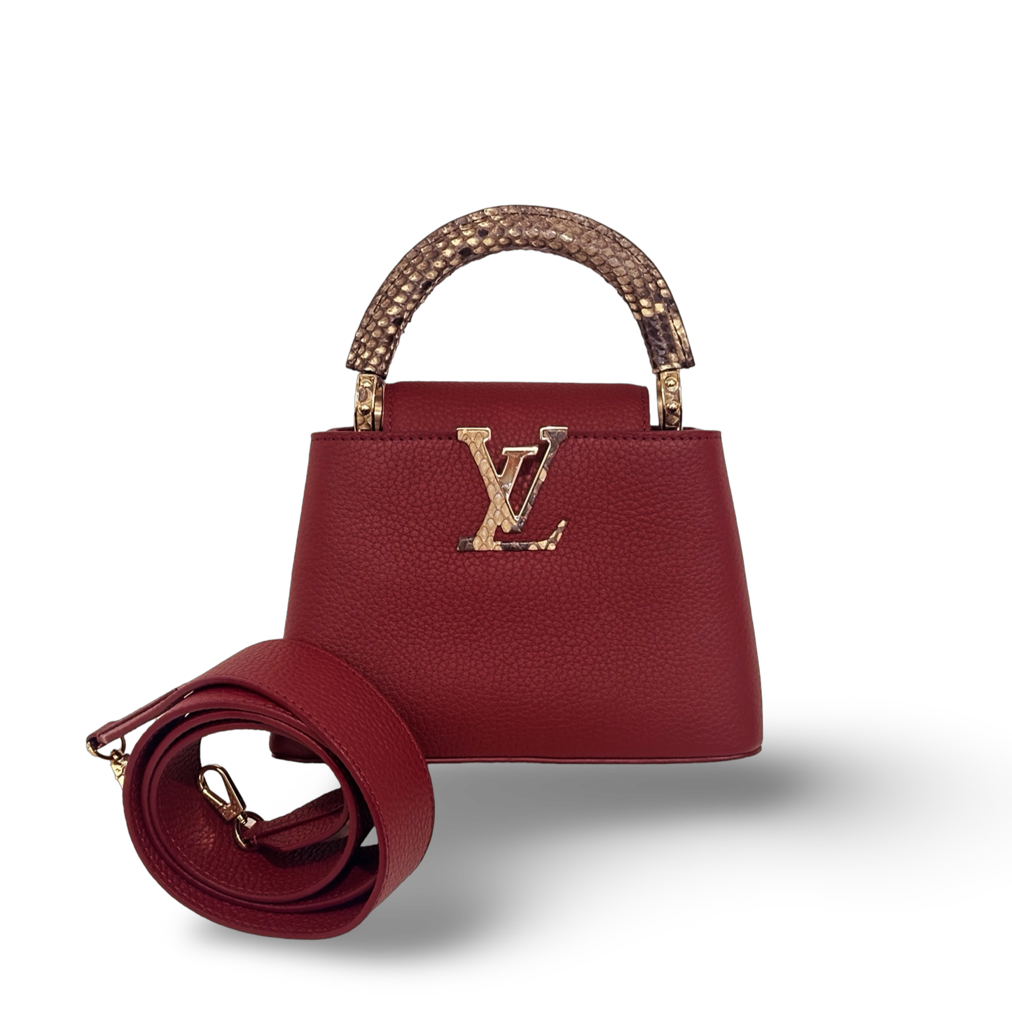 Louis Vuitton Mini Capucines with Python Handle Burgundy