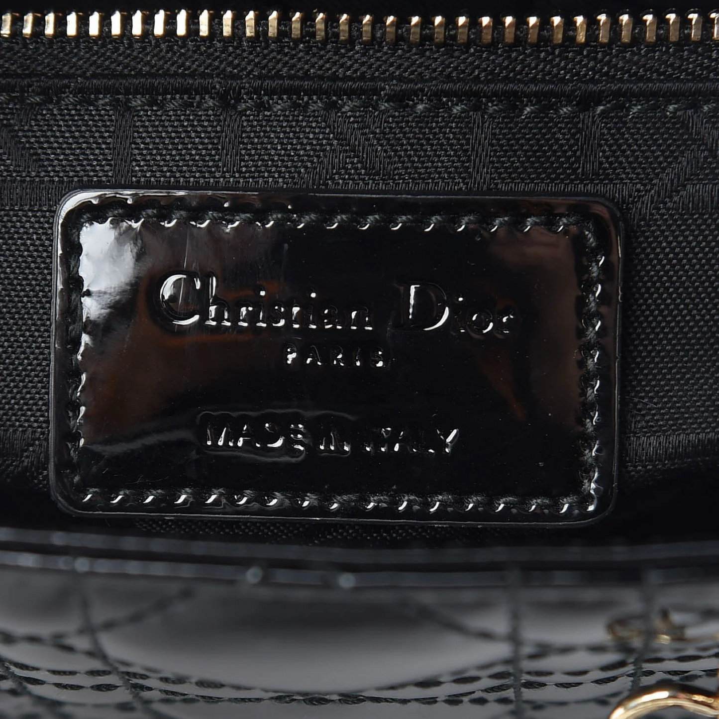 Dior Cannage Patent Mini Lady Dior Bag - GHW / Black