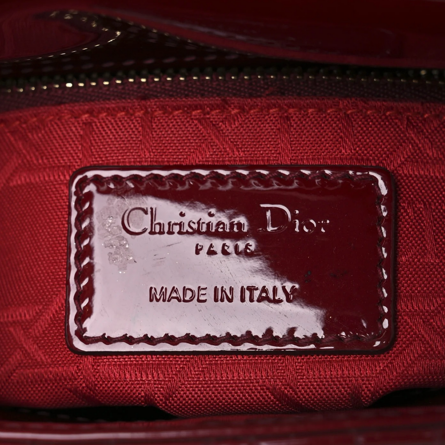 Dior Cannage Patent Mini Lady Dior - GHW / Red