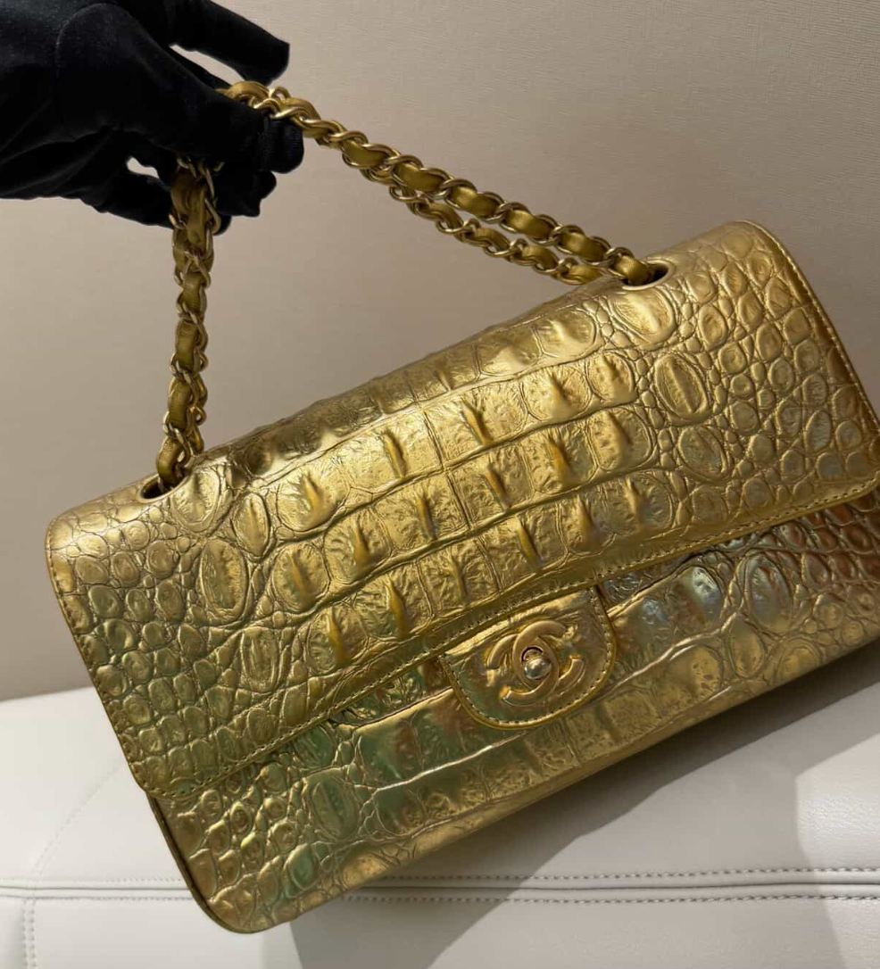 Chanel Crocodile Embossed Double Flap Bag - GHW / Gold