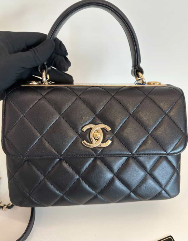 Chanel Quilted Lambskin Small Trendy Bag - GHW / Black