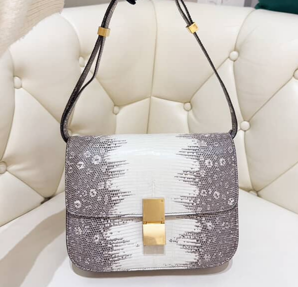 Celine Lizard Medium Classic Box - GHW / White