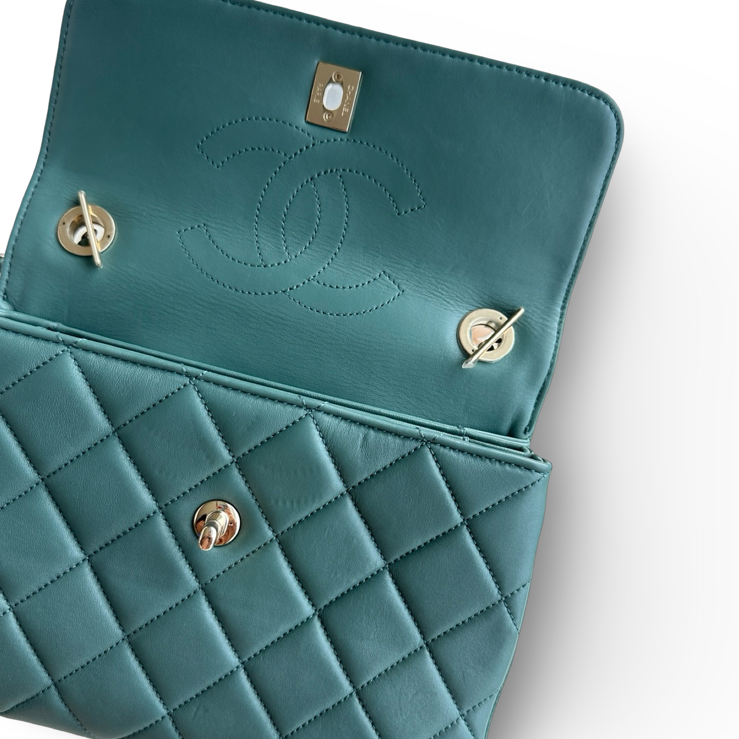 Chanel Classic Lambskin Small Treny CC Flap - GHW / Lake Blue