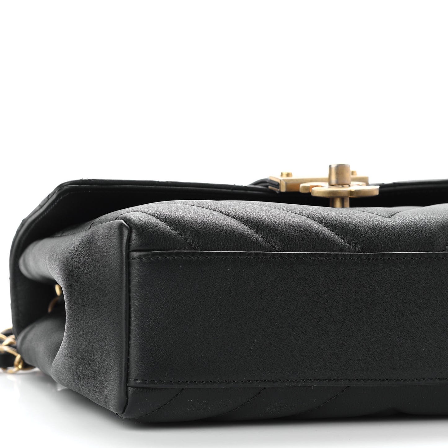 Chanel Calfskin Quilted Chevron In The City Bag - Black / GHW