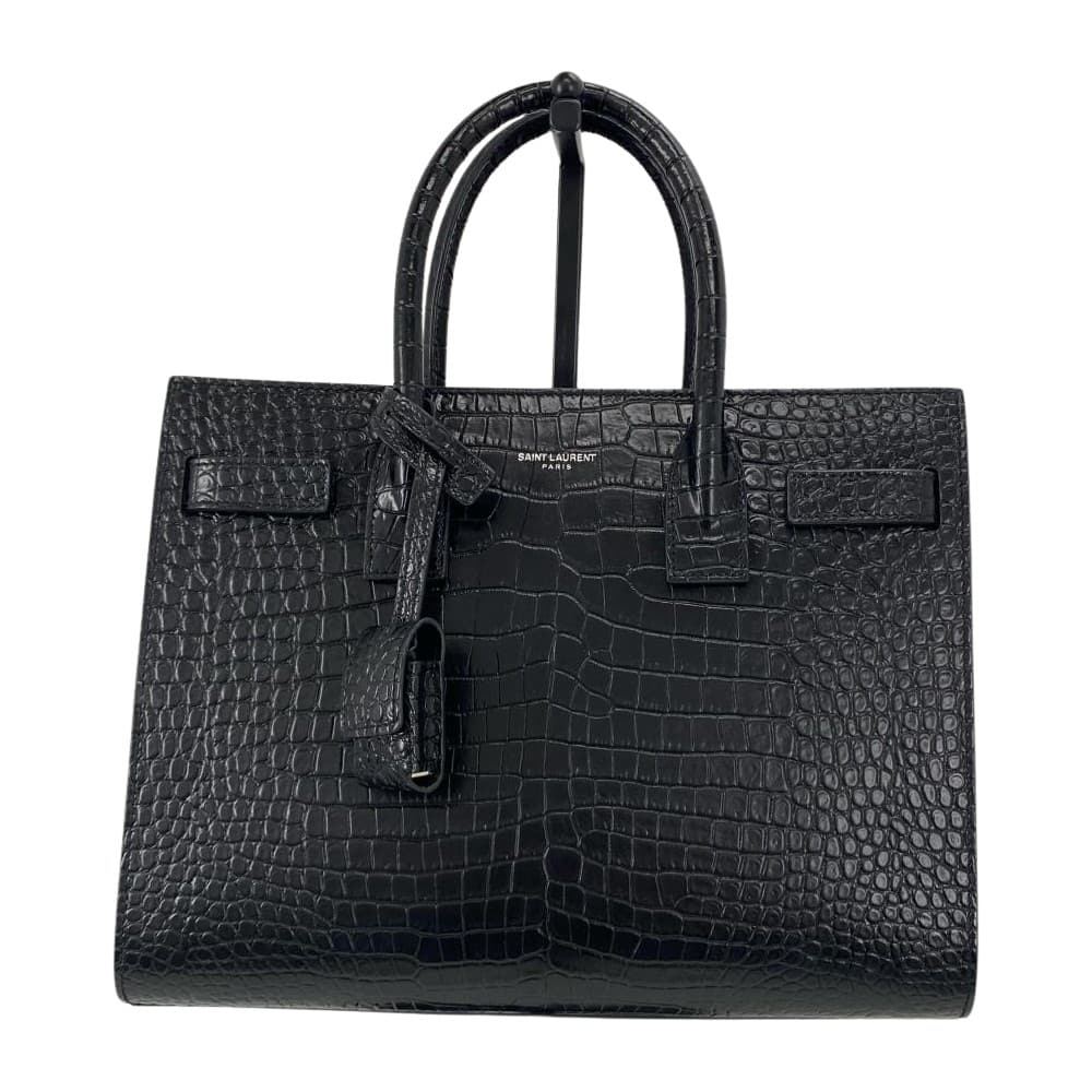 Saint Lanrent Large Sac De Jour Crocodil Bag - SHW/ Black