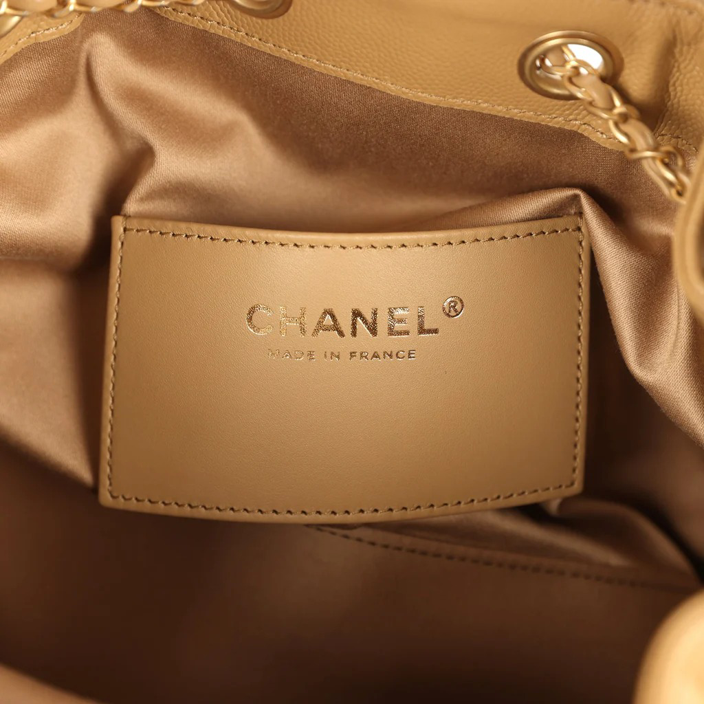 Chanel Quilted Caviar Small 25 Bag - GHW / Beige