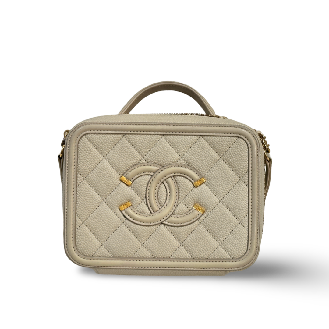 Chanel Caviar Small Vanity Case Beige