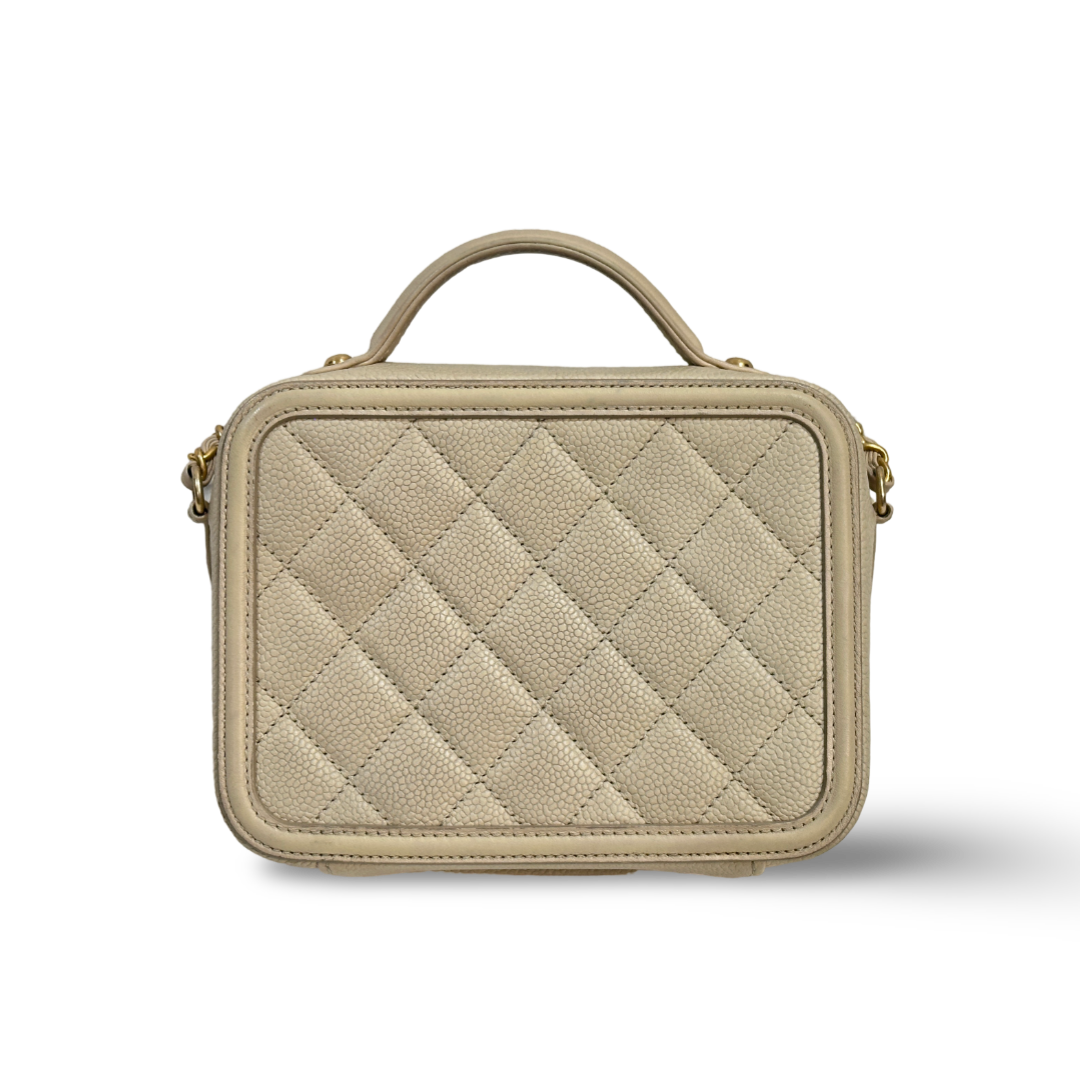 Chanel Caviar Small Vanity Case Beige