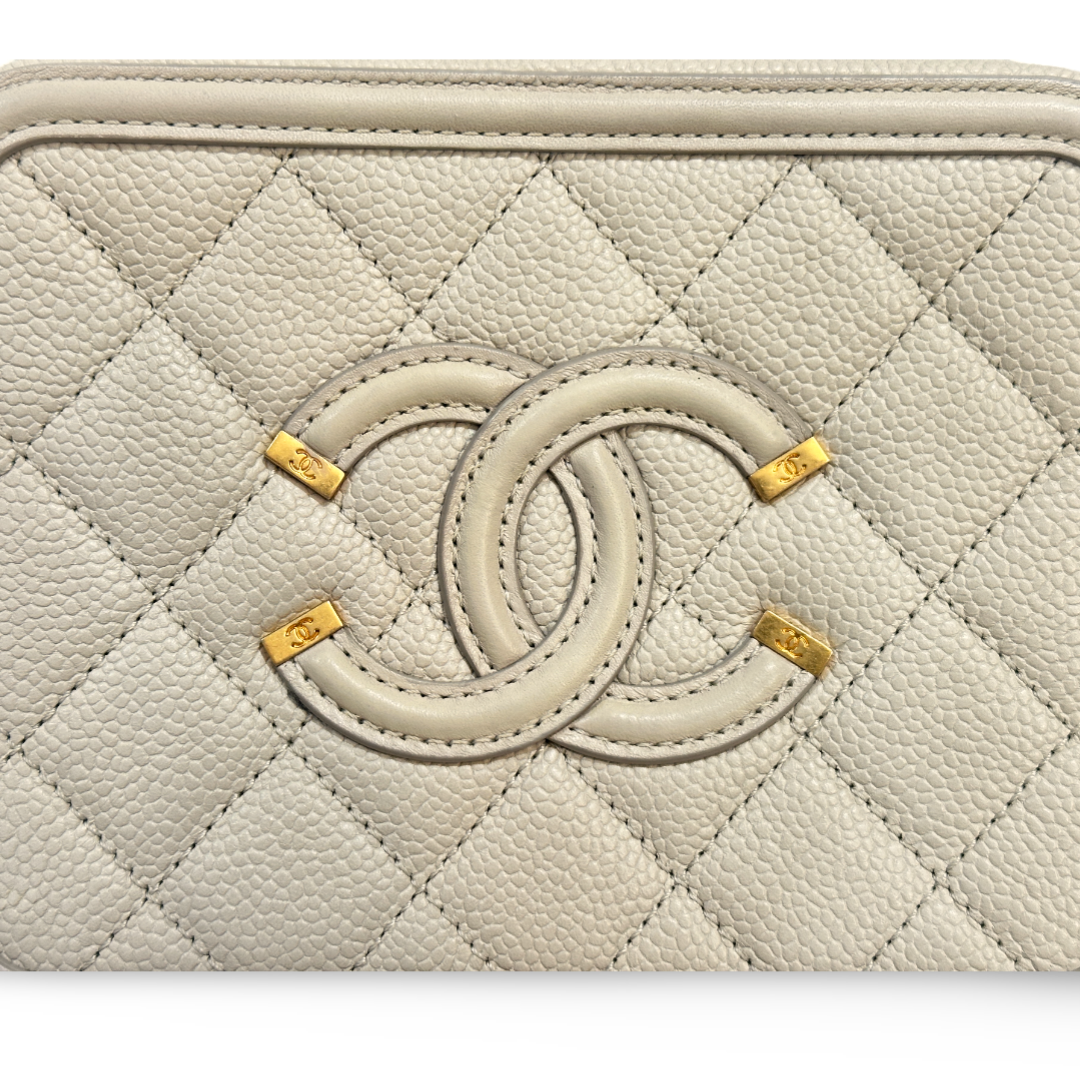 Chanel Caviar Small Vanity Case Beige