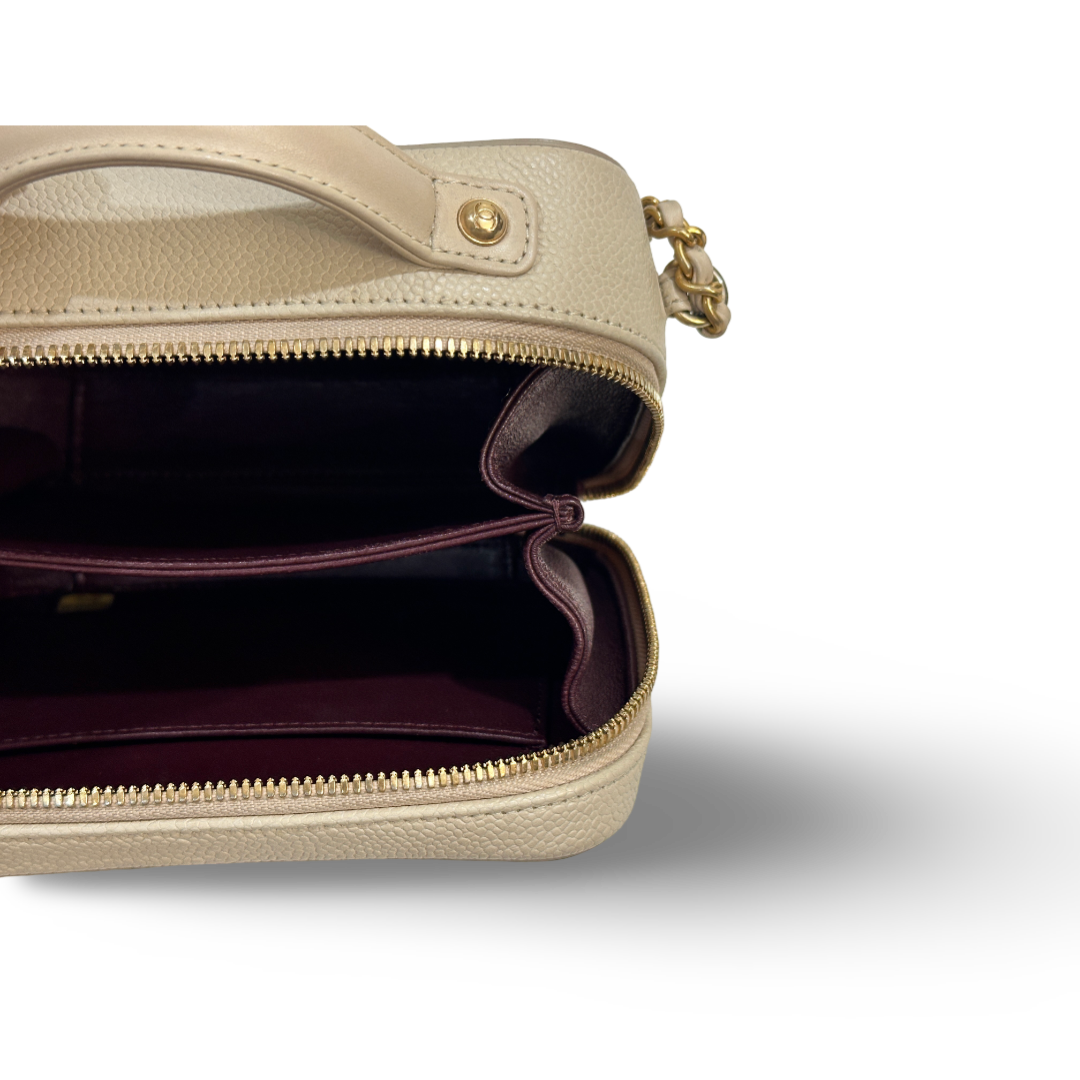 Chanel Caviar Small Vanity Case Beige