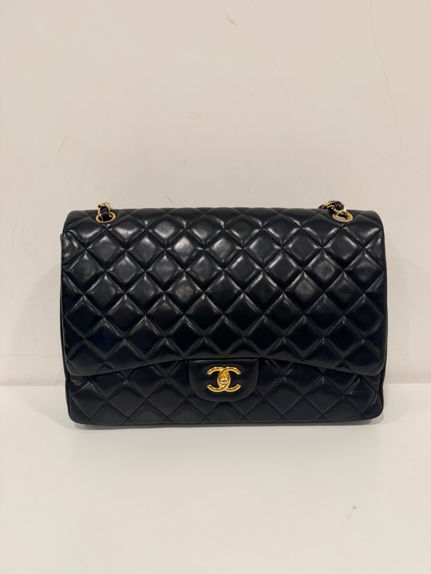 Chanel Quileted Lambskin Maxi Single Flap - GHW / Black