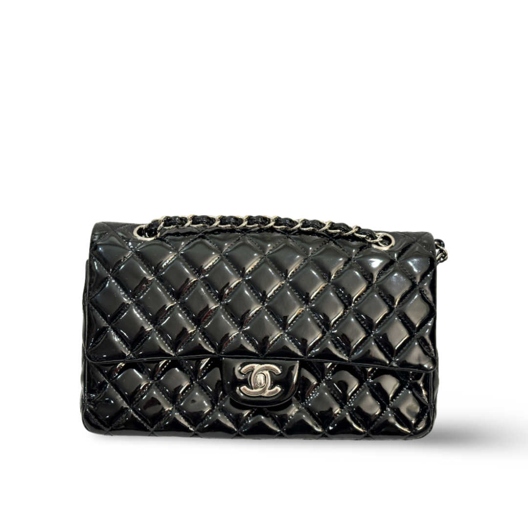 Chanel Classic Patent Quilted Medium Double Flap