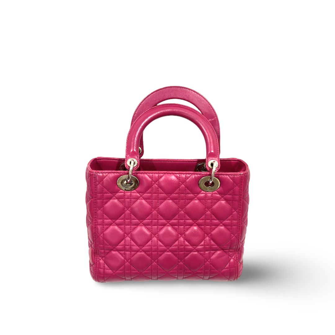 Dior Cannage Lambskin Medium Lady Bag Rose Pink