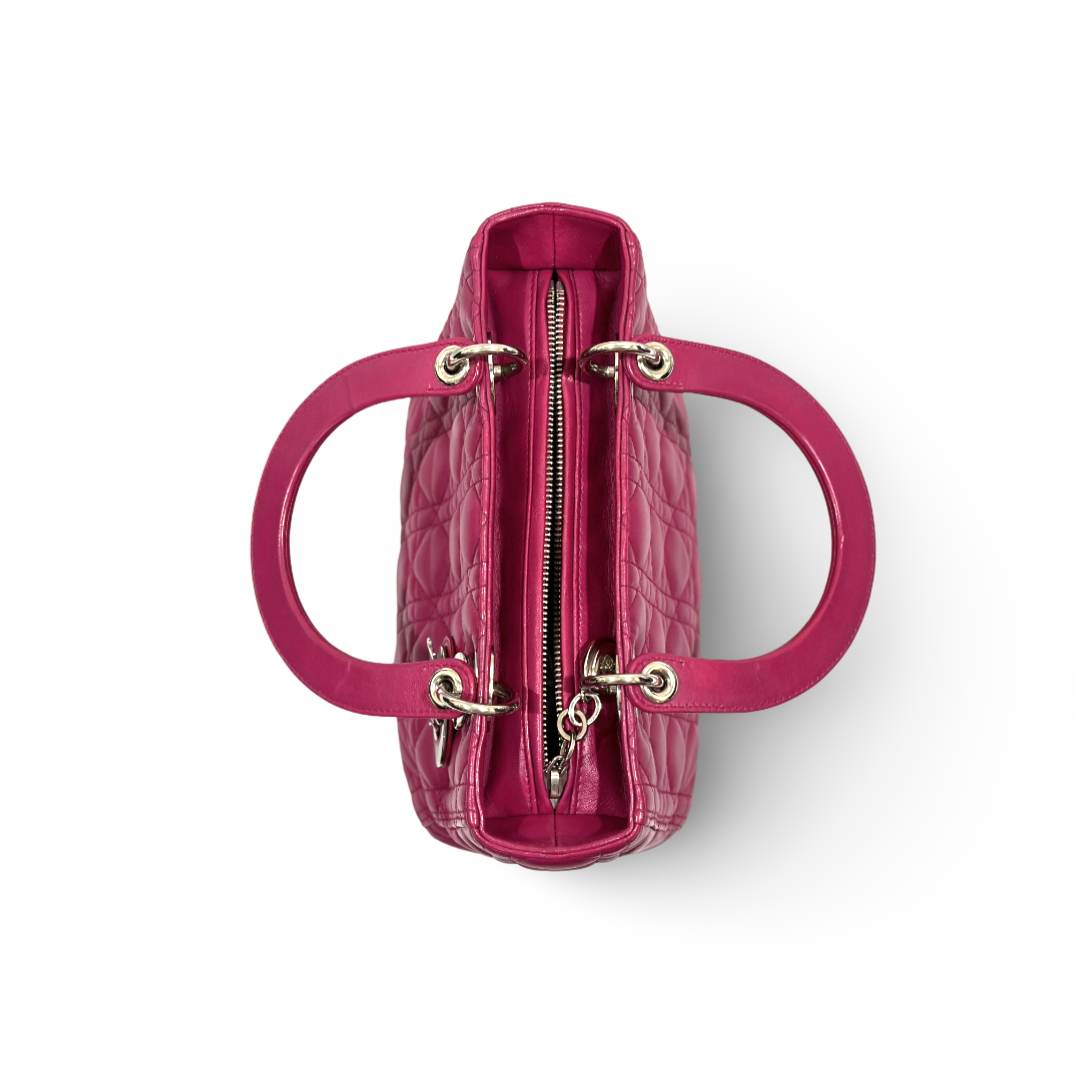 Dior Cannage Lambskin Medium Lady Bag Rose Pink