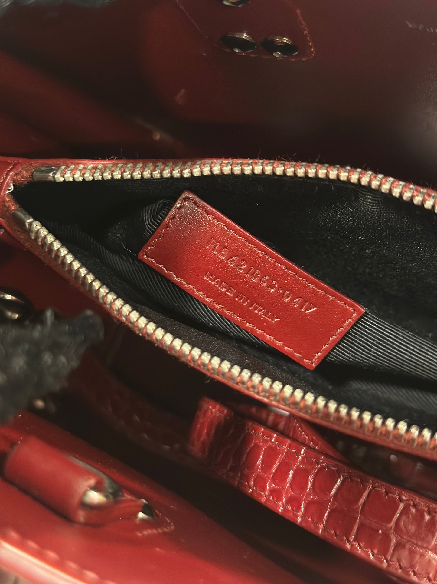 Saint Laurent Calfskin Crocodile Embossed Baby Sac De Jour Bordeaux - Burgundy