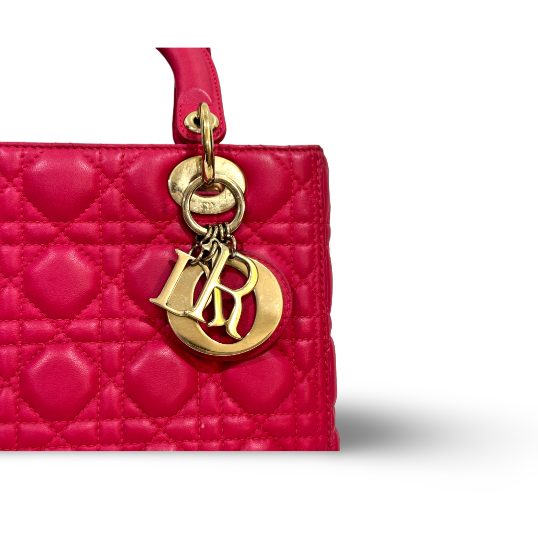 Dior Cannage Lambskin Medium Lady Bag Barbie Pink