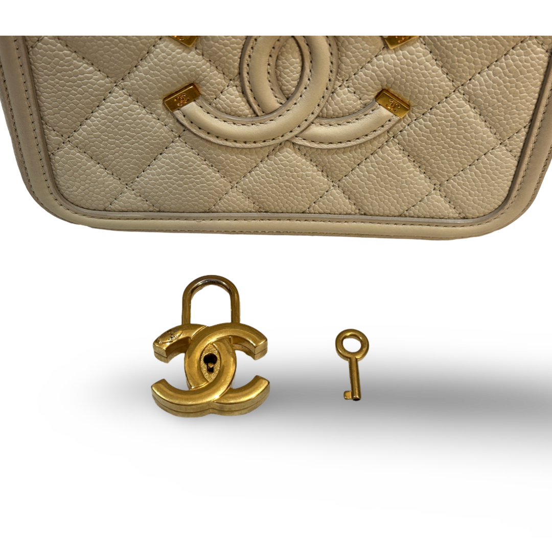 Chanel Caviar Small Vanity Case Beige