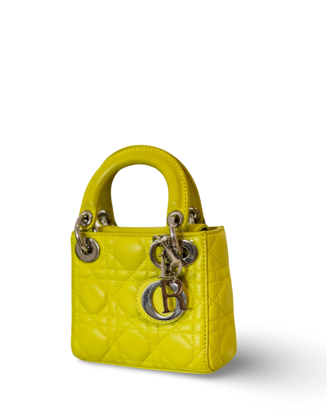 Dior Cannage Lambskin Micro Lady Lemon Yellow Bag