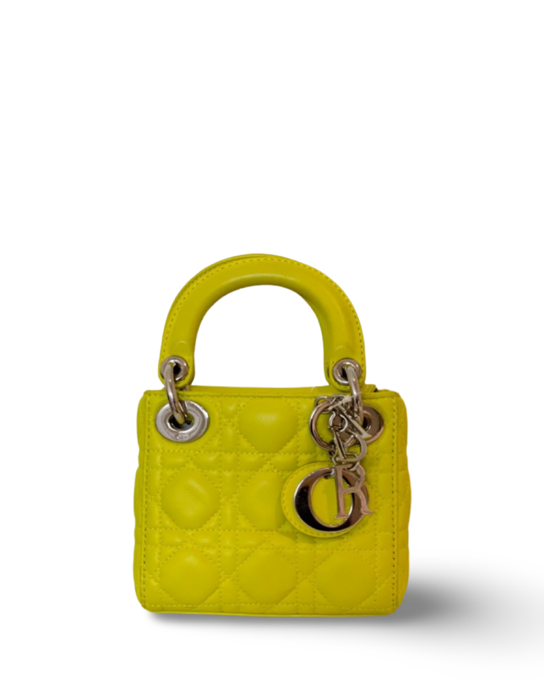 Dior Cannage Lambskin Micro Lady Lemon Yellow Bag