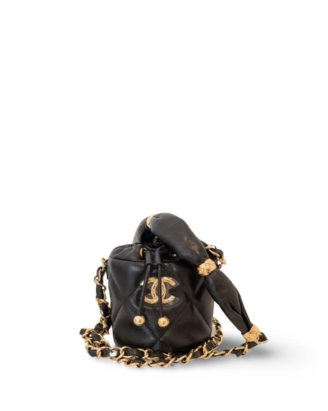 Chanel Calfskin Mini Bucket Wit Pillowed Fluffy Chain