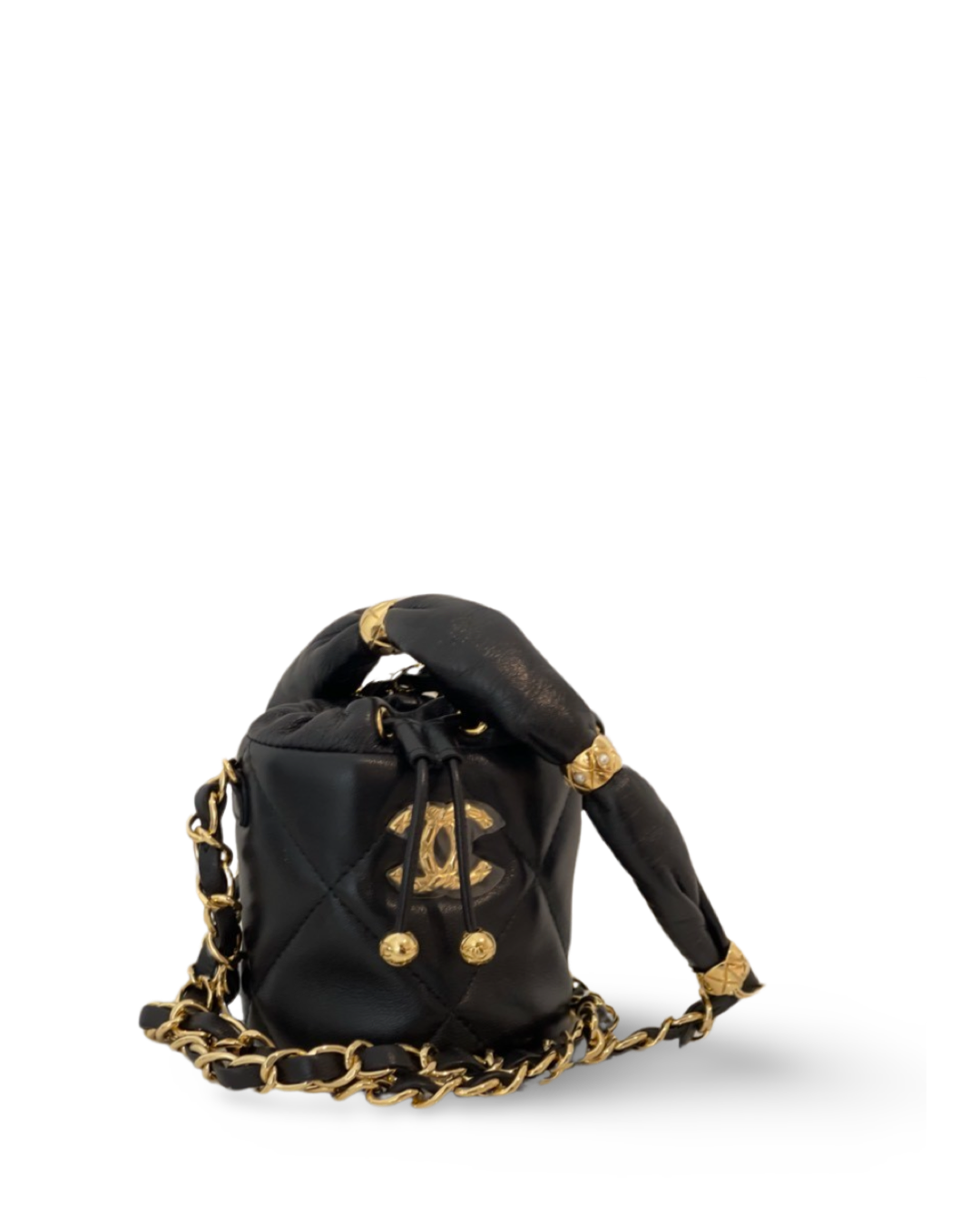 Chanel Calfskin Mini Bucket Wit Pillowed Fluffy Chain