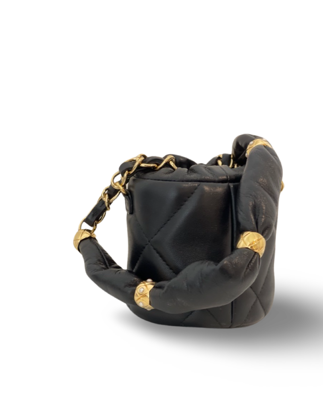Chanel Calfskin Mini Bucket Wit Pillowed Fluffy Chain