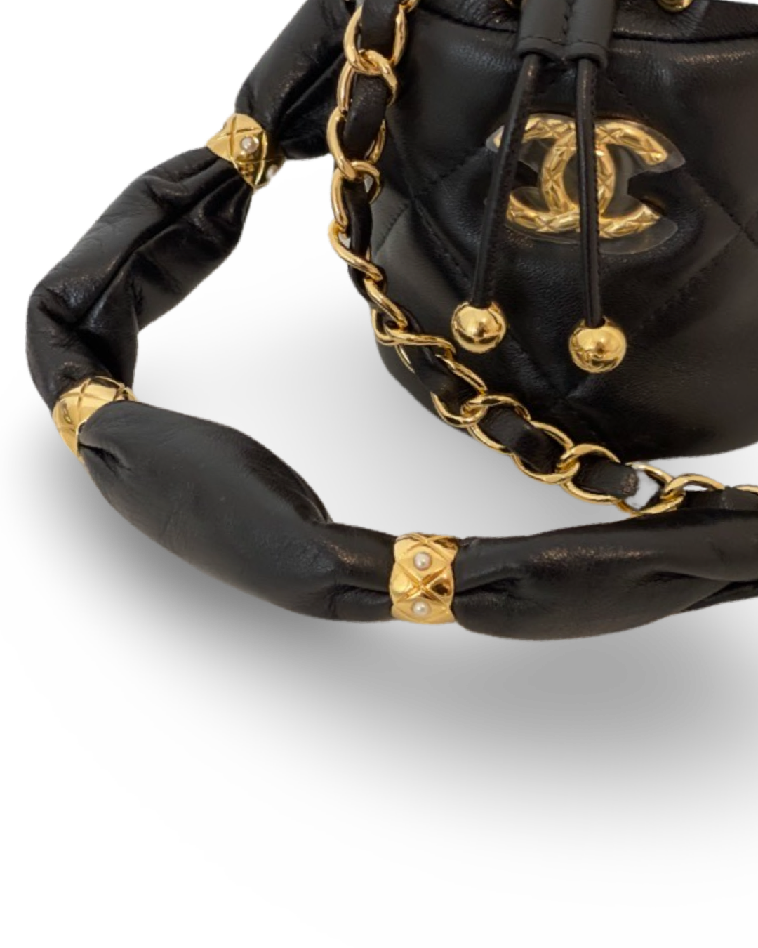 Chanel Calfskin Mini Bucket Wit Pillowed Fluffy Chain
