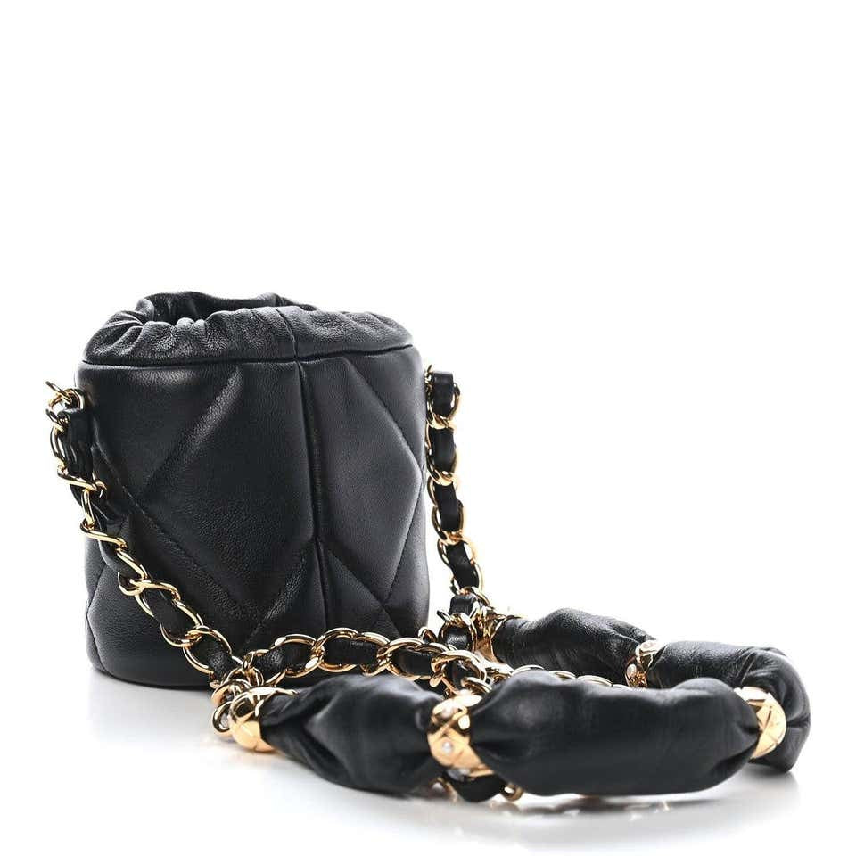 Chanel Calfskin Mini Bucket Wit Pillowed Fluffy Chain