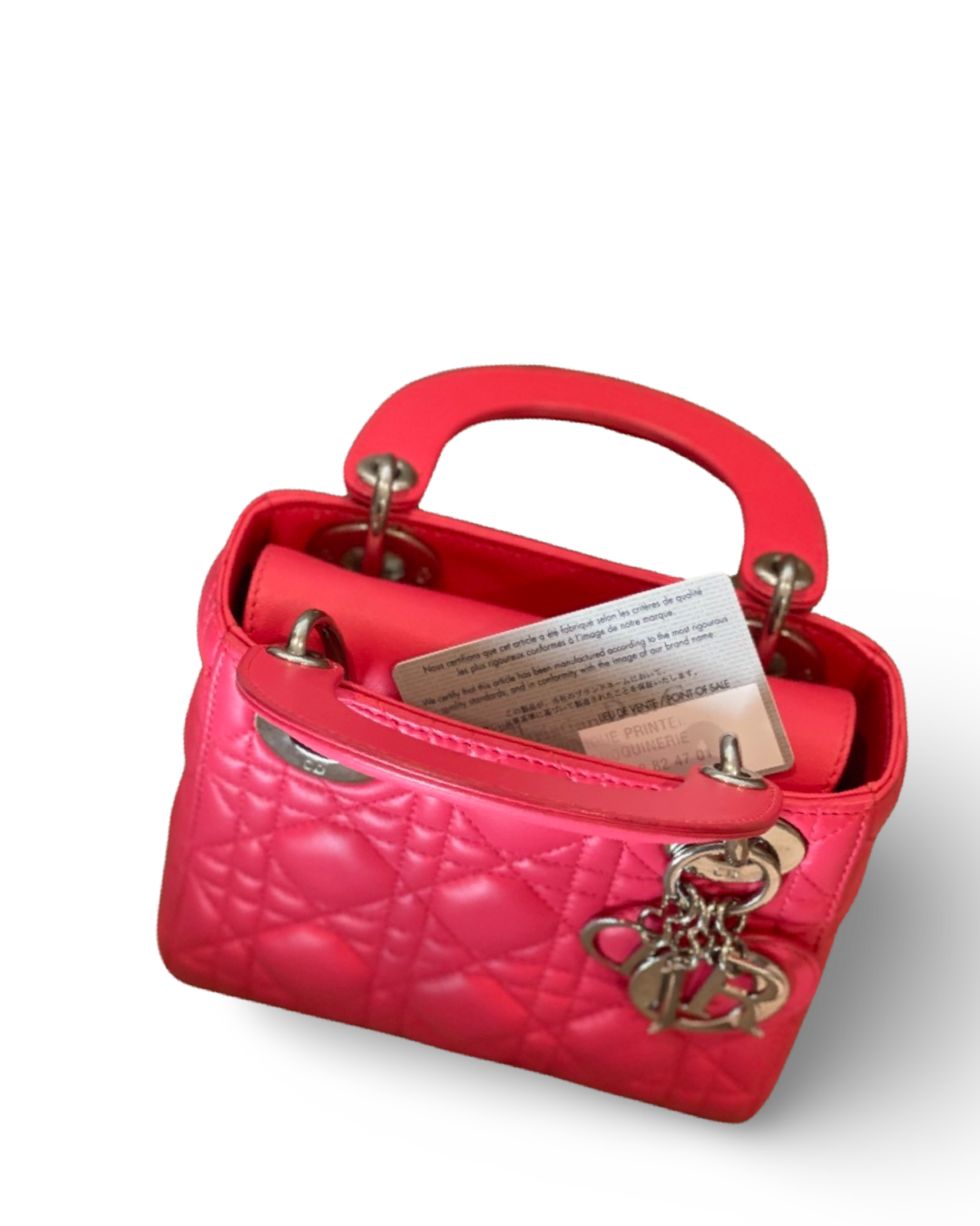 Dior Cannage Lambskin Mini Lady Peach Pink Bag