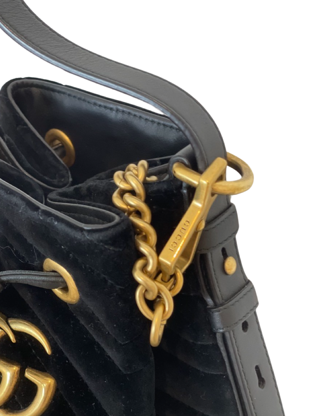 Gucci Marmont Matelasse Velvet Medium Bucket