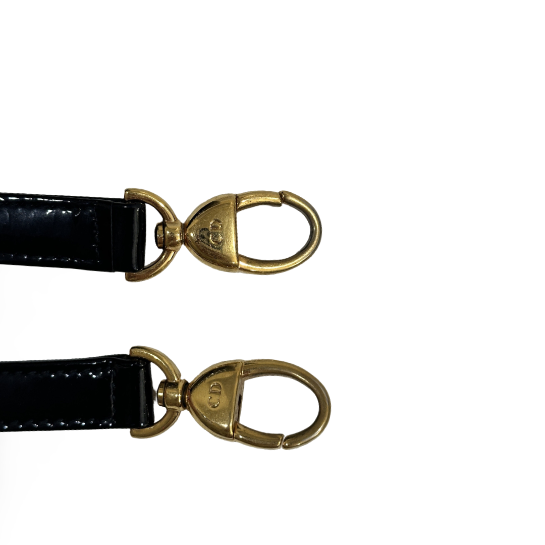 Dior Cannage Patent Large Lady Black Bag Black