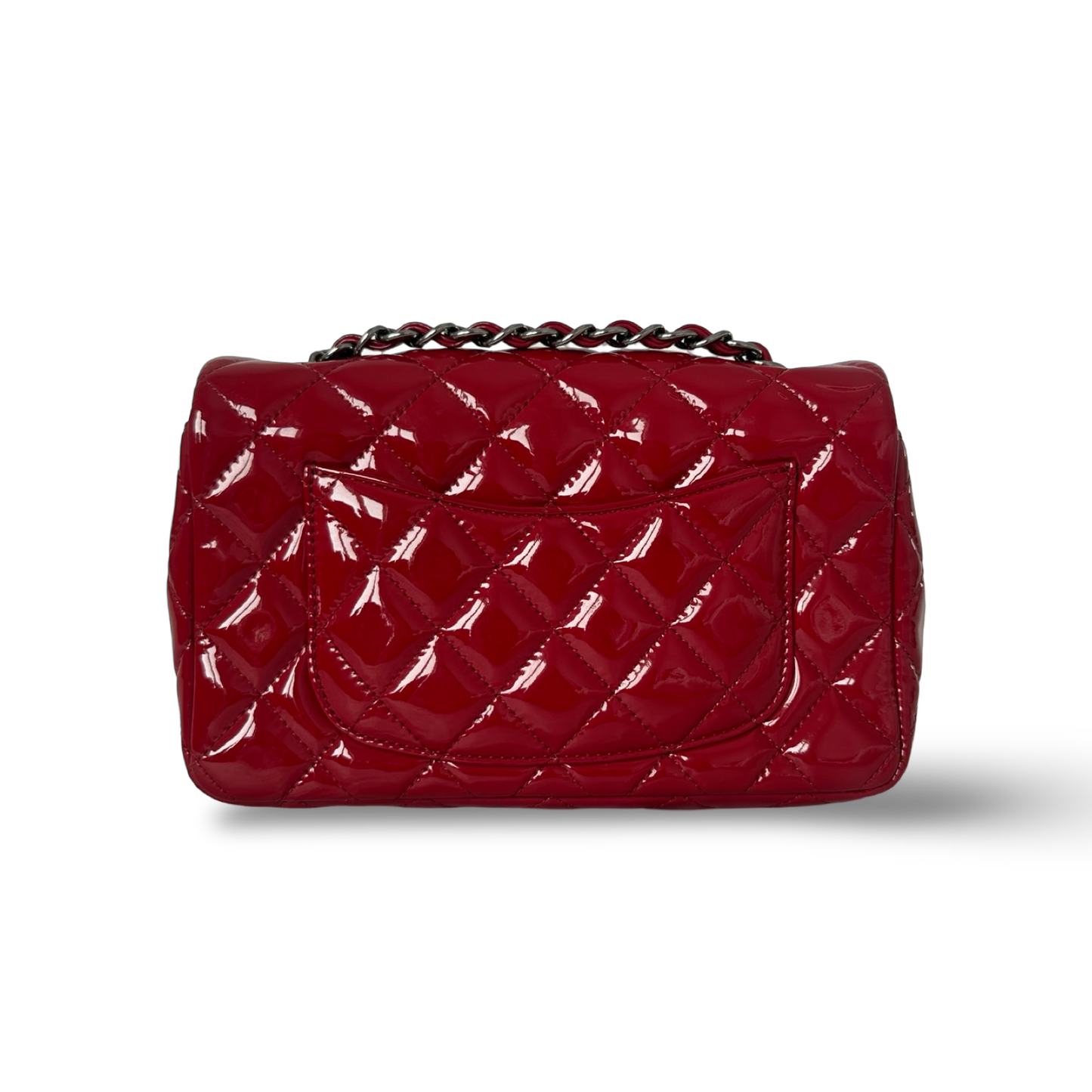 Chanel Classic Patent Rectangular Mini Single Flap - SHW / Red