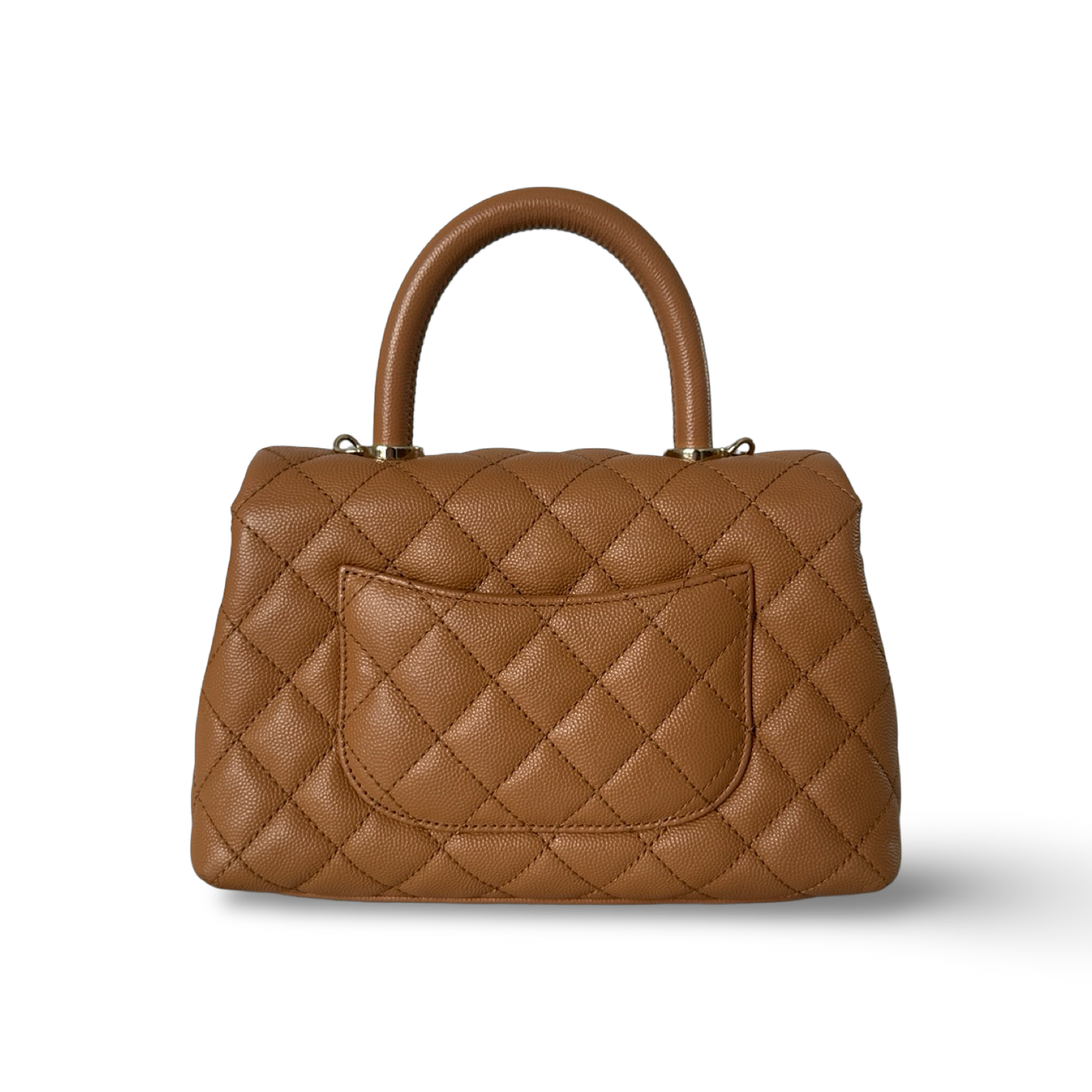 Chanel Small Coco Handle 經典菱格紋牛皮手提包 - 焦糖色 / 金釦