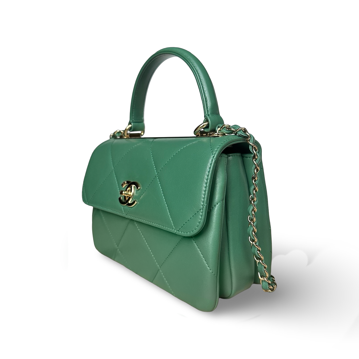 Chanel Classic Lambskin Small Trendy CC Bag - GHW / Green