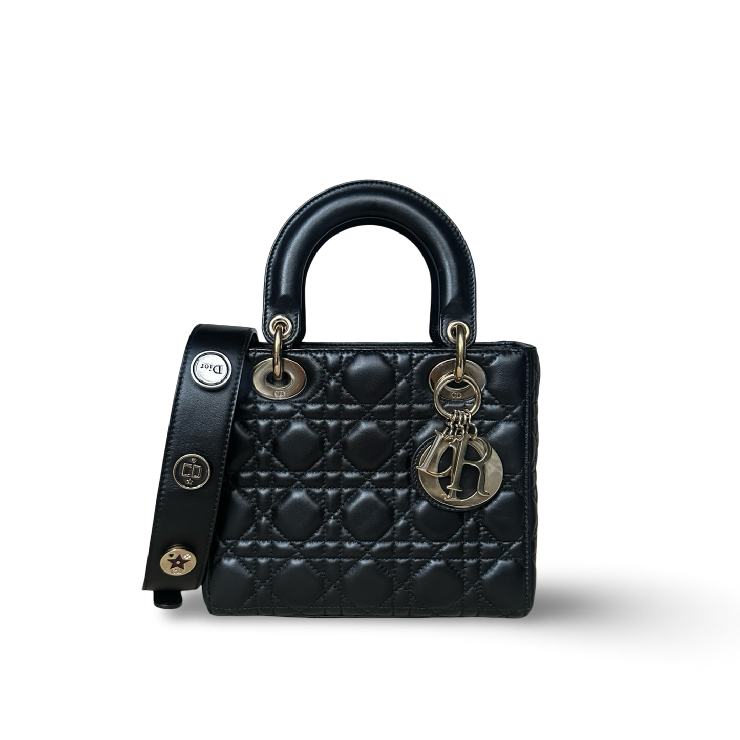 Dior Abc Charms Calfskin Small Lady Bag - GHW / Black