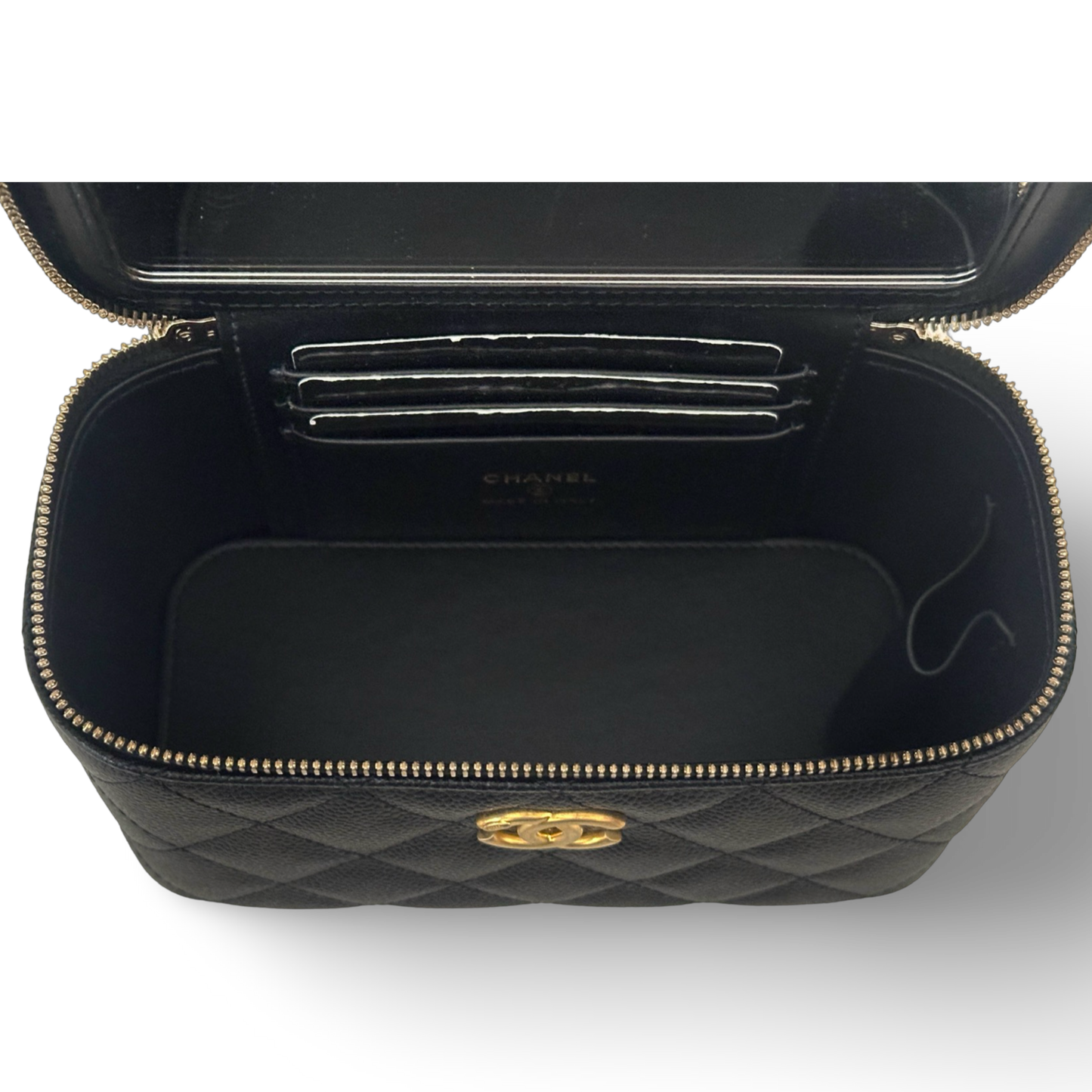 Chanel Quilted Caviar Medium Top Handle Vanity Case - GHW / Black