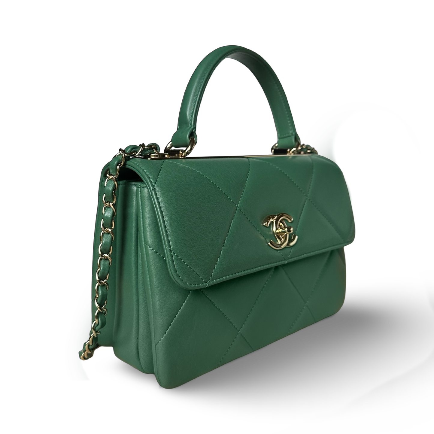 Chanel Classic Lambskin Small Trendy CC Bag - GHW / Green