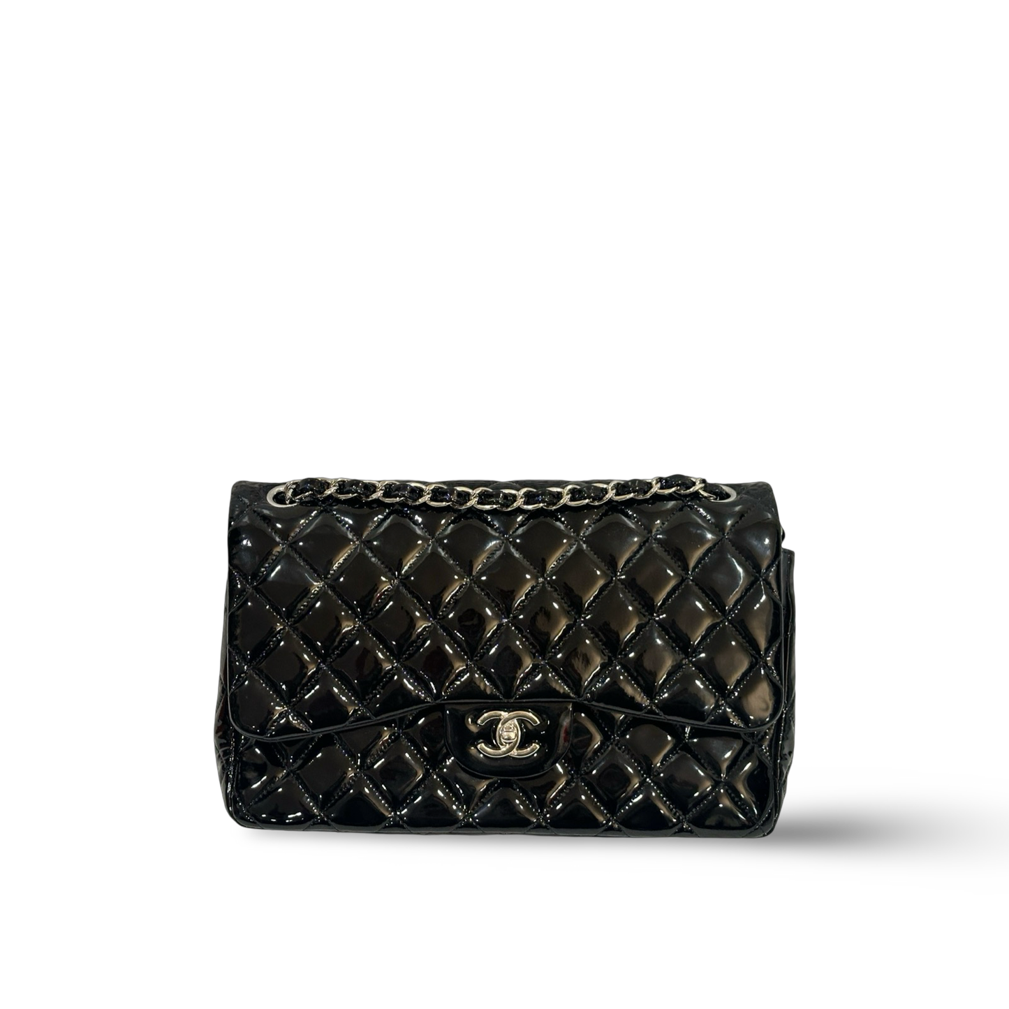 Chanel Classic Patent Quilted Medium Double Flap