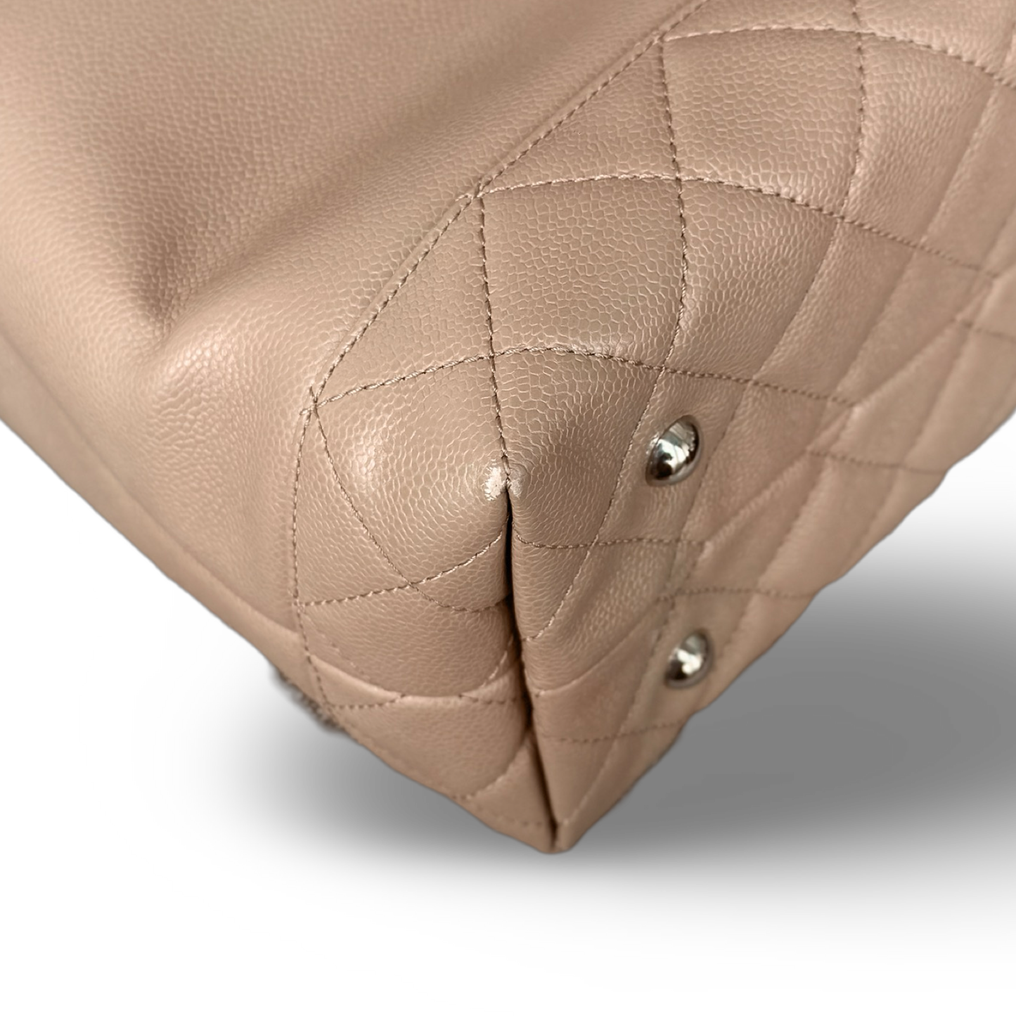 Chanel Classic Caviar Soft CC Top Handle Medium Tote - GHW / Beige