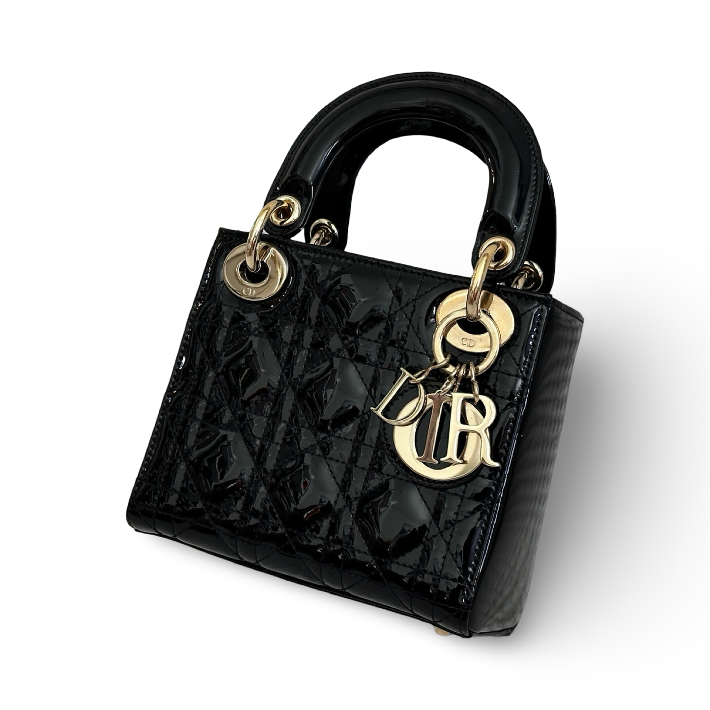 Dior Classic Patent Mini Lady Bag - GHW / Black