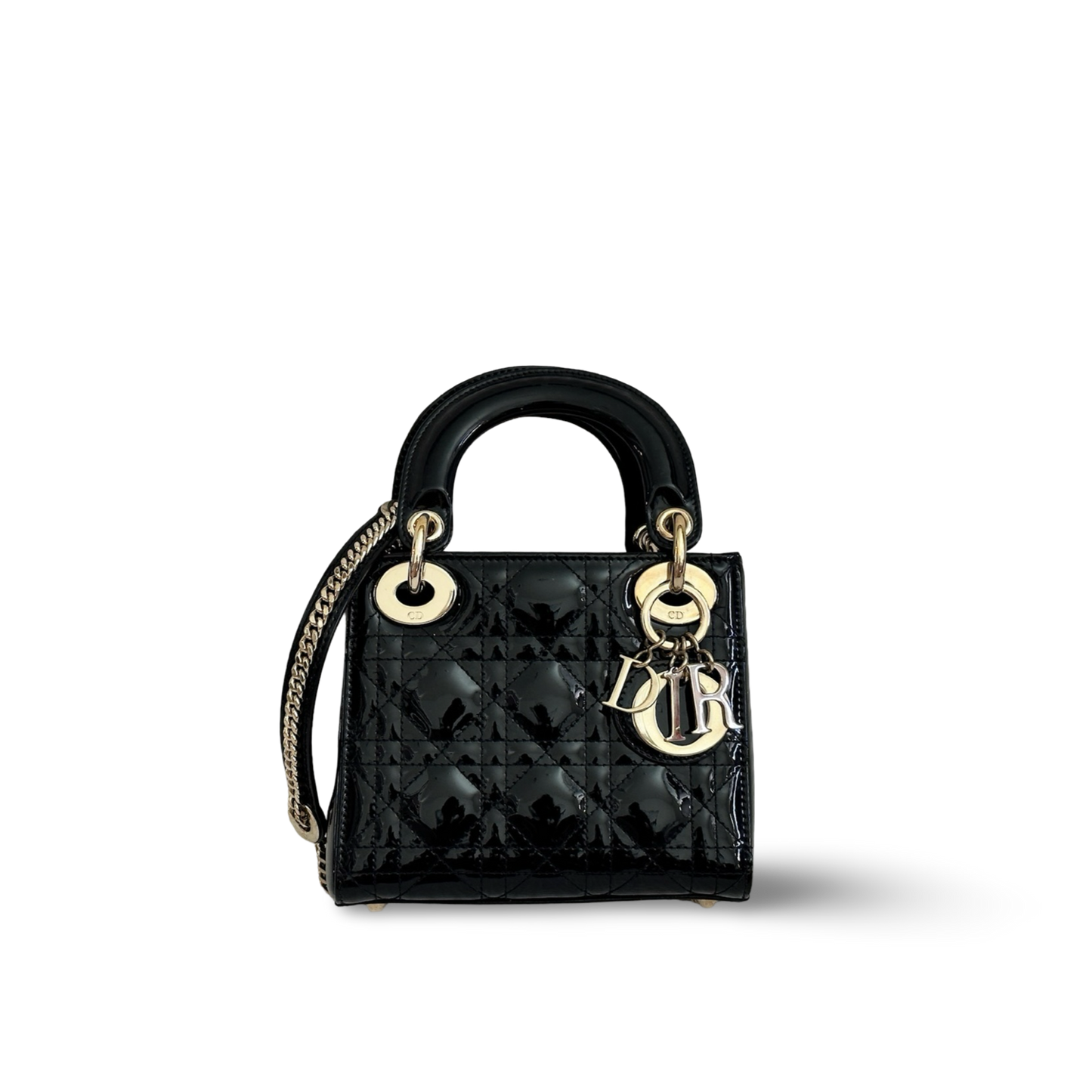 Dior Classic Patent Mini Lady Bag - GHW / Black