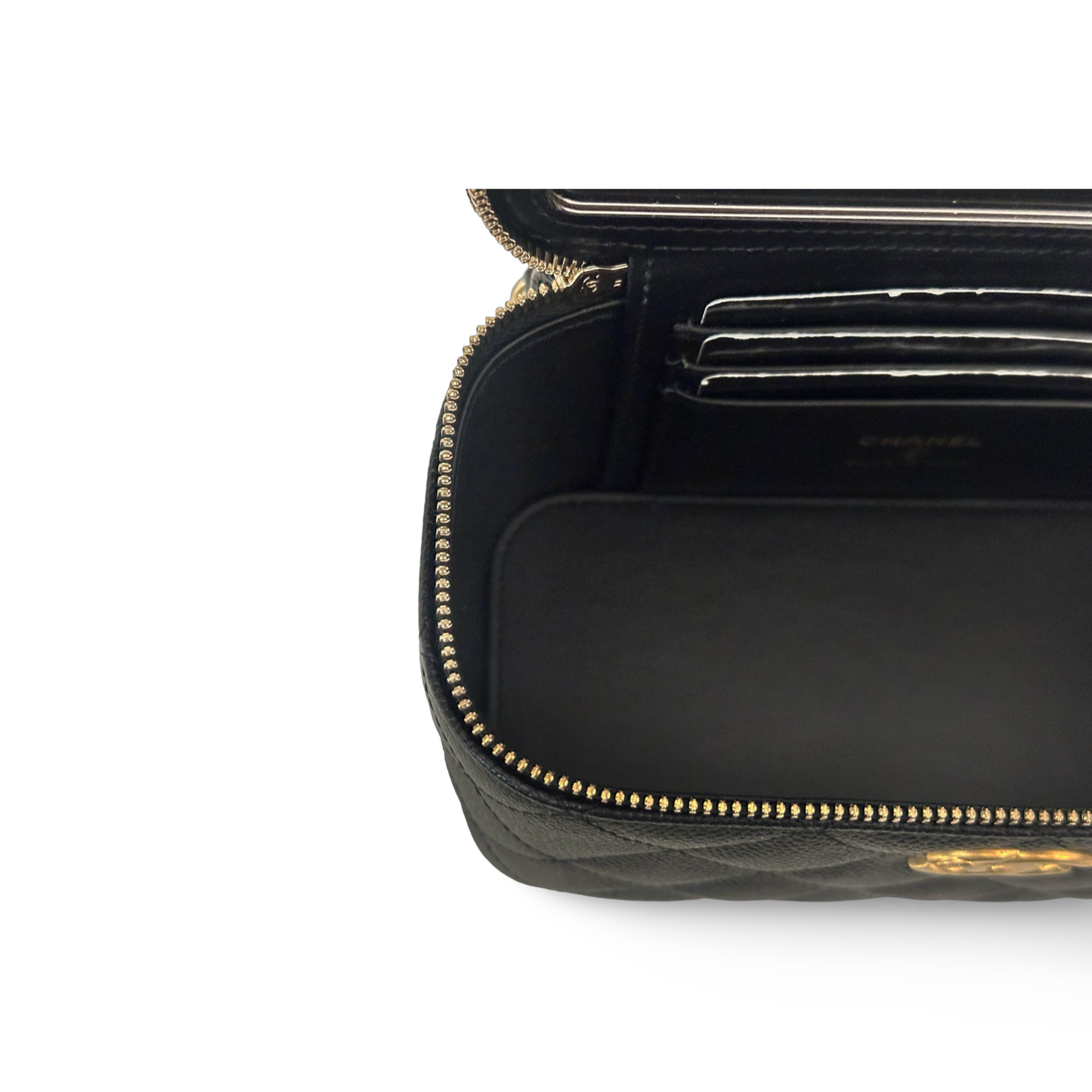 Chanel Quilted Caviar Medium Top Handle Vanity Case - GHW / Black