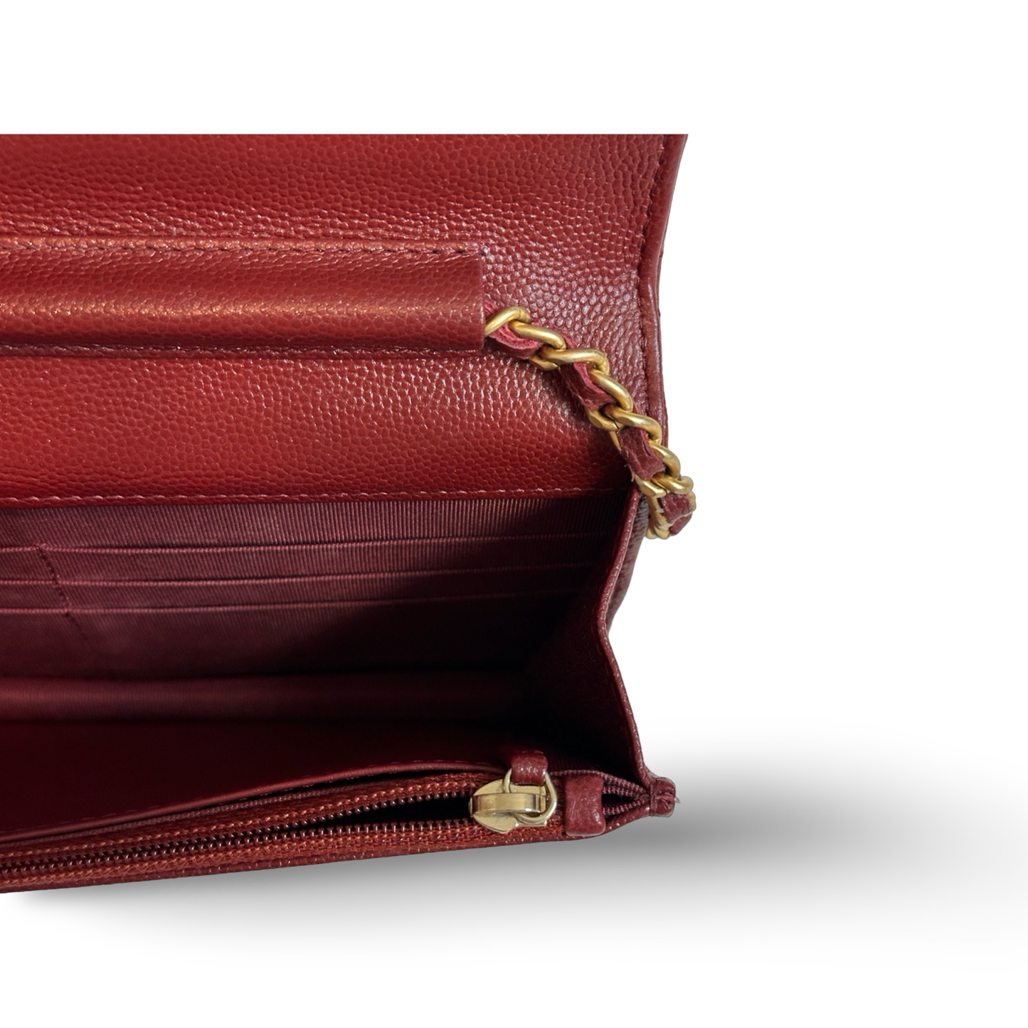 Chane Classic Quilted Caviar WOC - GHW / Burgundy