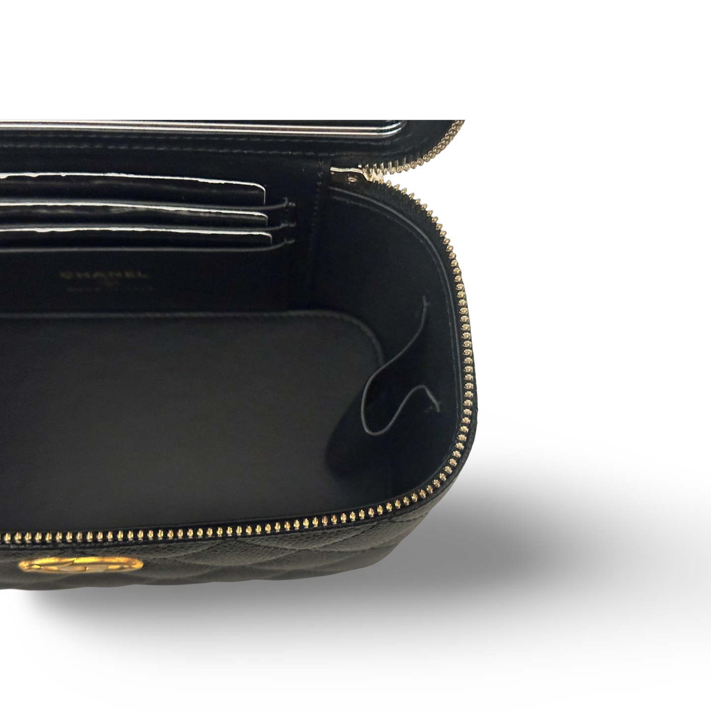 Chanel Quilted Caviar Medium Top Handle Vanity Case - GHW / Black