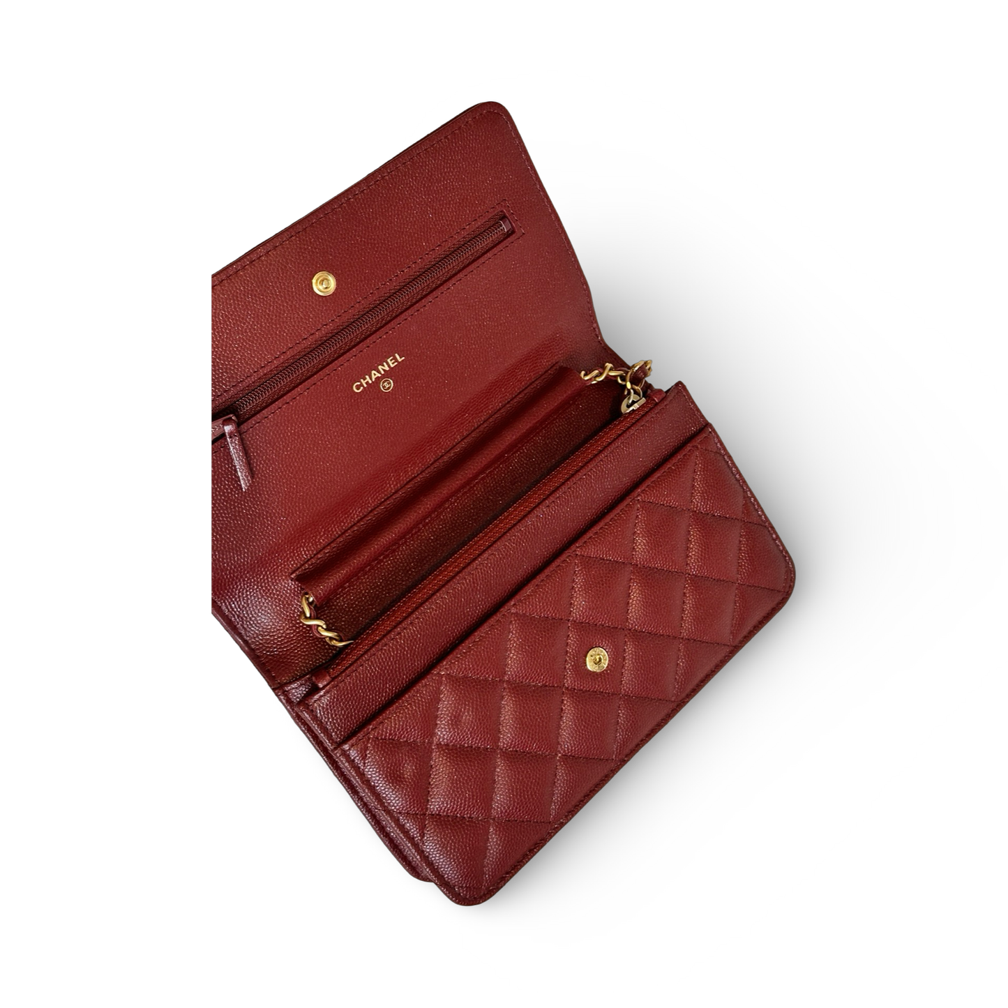 Chane Classic Quilted Caviar WOC - GHW / Burgundy