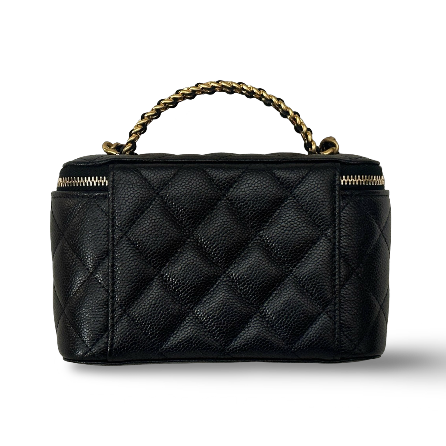 Chanel Quilted Caviar Medium Top Handle Vanity Case - GHW / Black