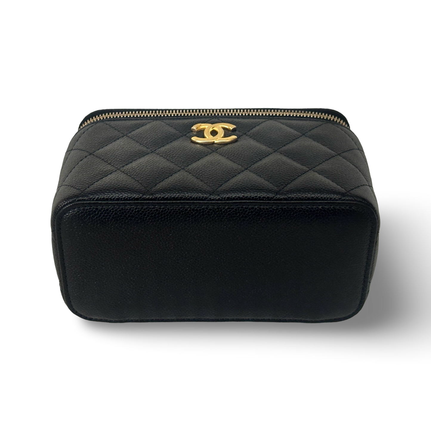 Chanel Quilted Caviar Medium Top Handle Vanity Case - GHW / Black