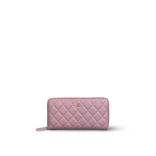 Chanel Classic Lambskin Long Wallet - GHW / Pink