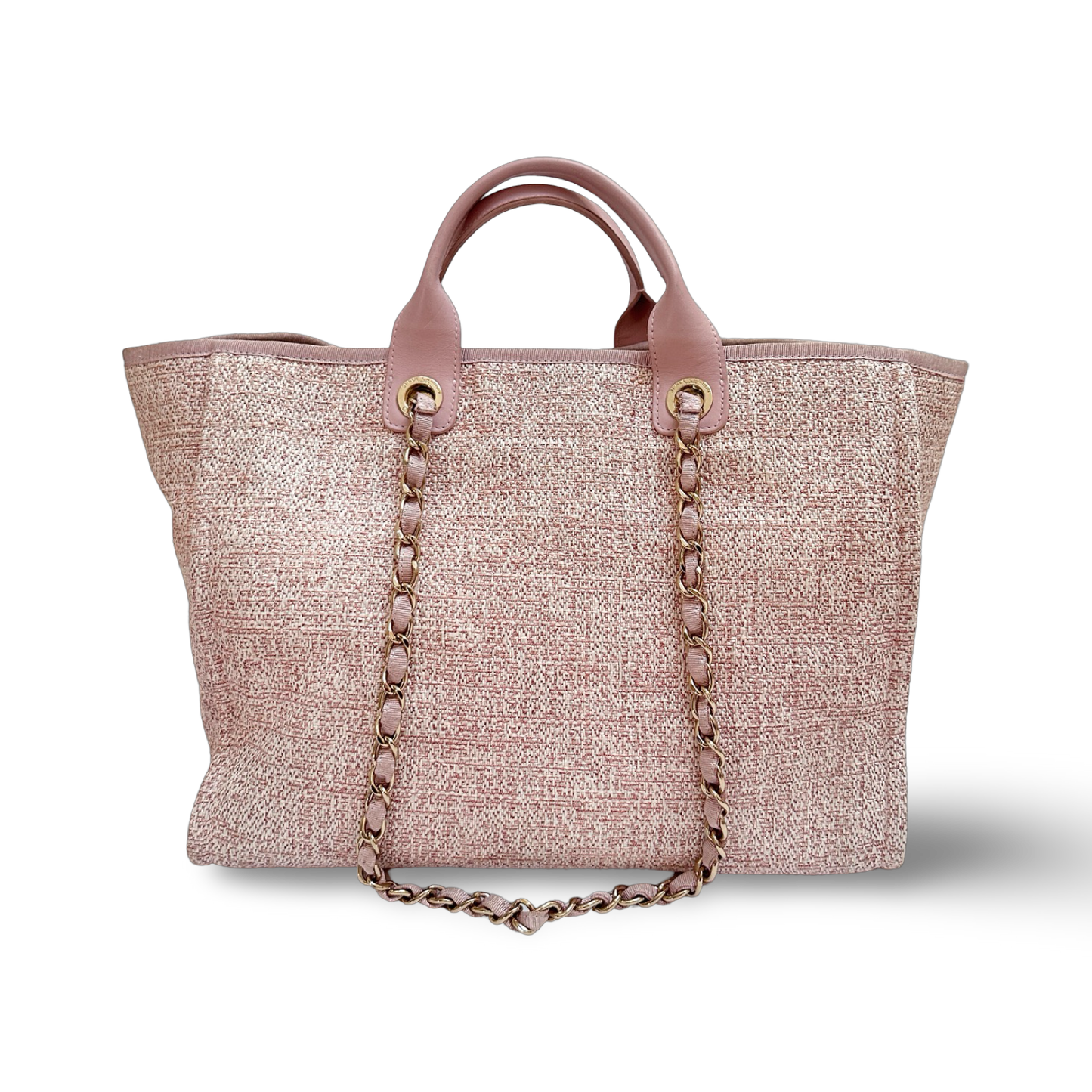 Chanel Straw Medium Deauvillie Tote Bag - SHW / Pink